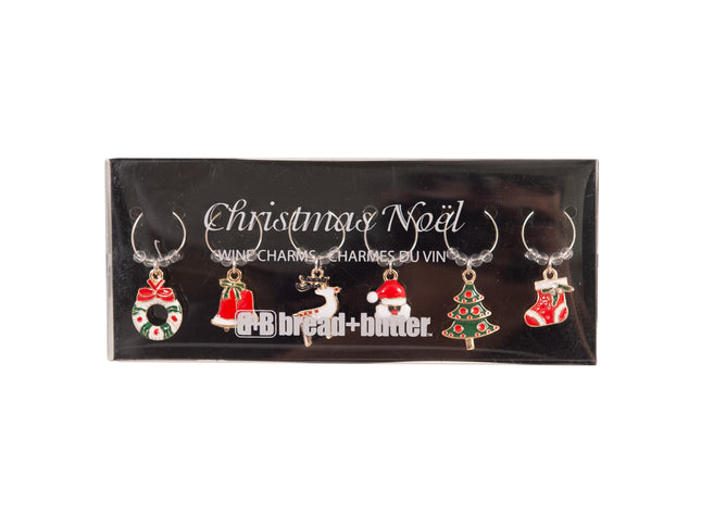 Bread and Butter Various Christmas Mix Wine Glass Charms - 6 Pack