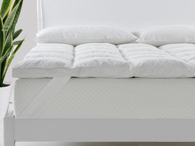 Royal Comfort Duck Feather and Down Mattress Topper 1800GSM Pillowtop Underlay - King - White