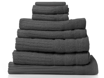 Royal Comfort Eden Egyptian Cotton 600GSM 8 Piece Luxury Bath Towels Set - Granite