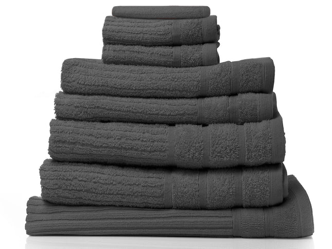 Royal Comfort Eden Egyptian Cotton 600GSM 8 Piece Luxury Bath Towels Set - Granite