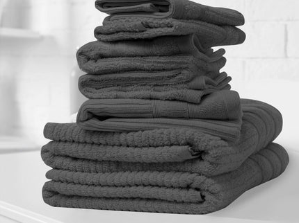 Royal Comfort Eden Egyptian Cotton 600GSM 8 Piece Luxury Bath Towels Set - Granite