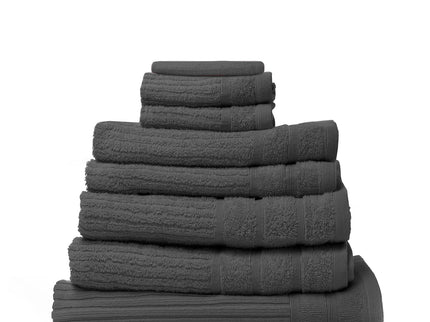 Royal Comfort Eden Egyptian Cotton 600GSM 8 Piece Luxury Bath Towels Set - Granite