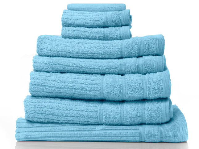 Royal Comfort Eden Egyptian Cotton 600GSM 8 Piece Luxury Bath Towels Set - Aqua