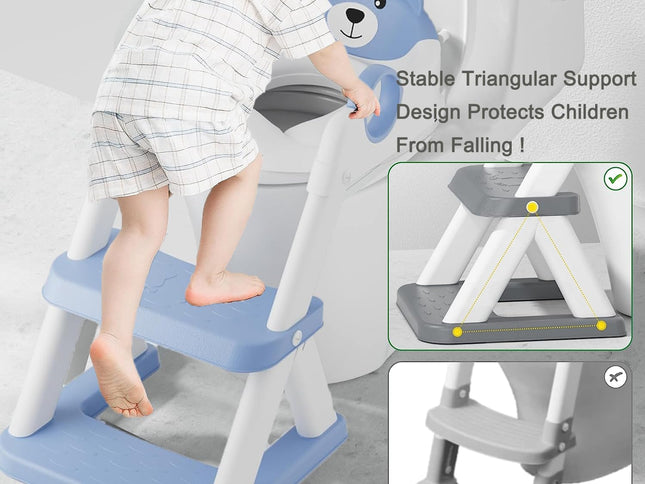 Potty Training Seat Ladder, Kids Boys Girls, Blue