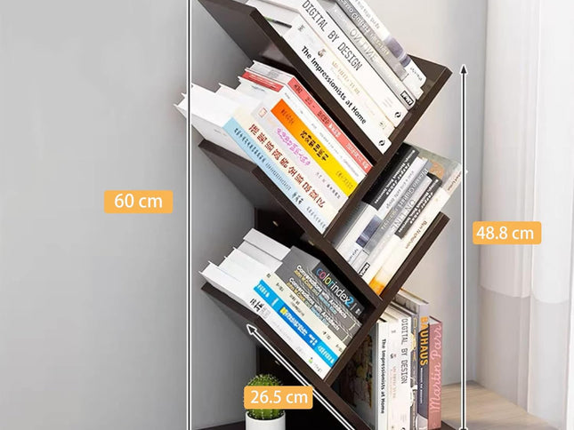 CARLA HOME 5-Tier Tree Bookshelf Storage Rack for Home Office or Bedroom (Black)