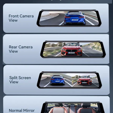 12" Black Rear View Mirror Dash Cam with 4K Front and 1080P Rear, GPS, WiFi6