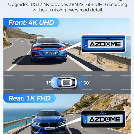12" Black Rear View Mirror Dash Cam with 4K Front and 1080P Rear, GPS, WiFi6