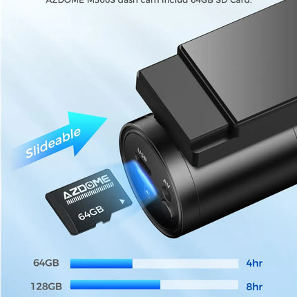 4K Black Dash Cam with 5.8GHz WiFi, GPS, Front & Rear Recording, 24-Hour Parking Mode, 64GB Card