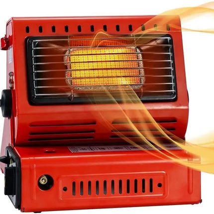 Portable Butane Gas Heater in Black for Camping, Hiking, and Outdoor Use - Red