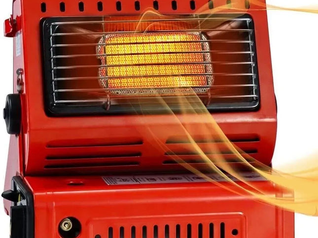 Portable Butane Gas Heater in Black for Camping, Hiking, and Outdoor Use - Red