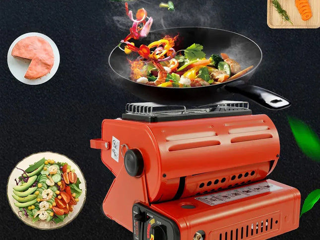 Portable Butane Gas Heater in Black for Camping, Hiking, and Outdoor Use - Red