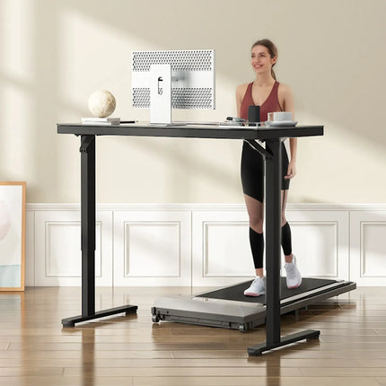 Electric Standing Desk with Drawer, One-Piece Glass Desktop, Black, 120x60cm