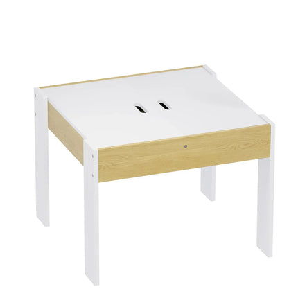 3-Piece Kids Table and Chairs Set in White with Storage, 60x60x48cm