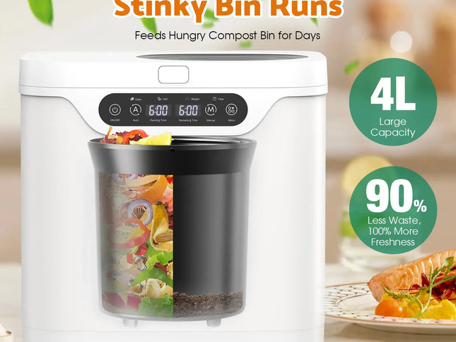 4L Electric Composter in White for Kitchen Food Waste Recycling