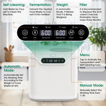 4L Electric Composter in White for Kitchen Food Waste Recycling