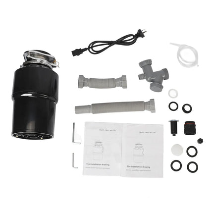 550W Food Waste Disposer with AU Plug, 4000RPM, Black, Stainless Steel for Kitchen