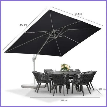 Grey 3m x 4m Cantilever Outdoor Umbrella with 360-Degree Rotation
