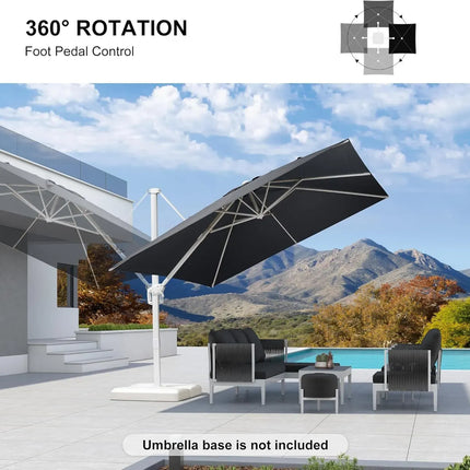 Grey 3m x 4m Cantilever Outdoor Umbrella with 360-Degree Rotation