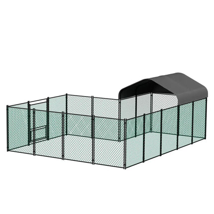 Chicken Run Coop 304.8 x 396.24 cm Covered Poultry Rabbit Hen Cage with Feeding Door