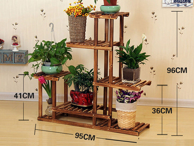 5-Tier Wooden Plant Stand Flower Display Shelf Indoor Outdoor Garden