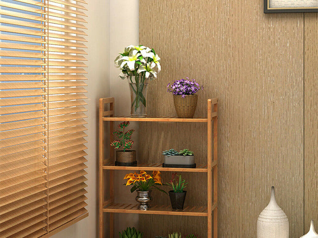 Bamboo 4 Tier Shelving Unit Kitchen Bedroom Bookshelf