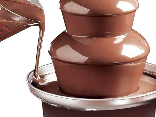3-Tier Electric Chocolate Fondue Fountain Stainless Steel 0.9L
