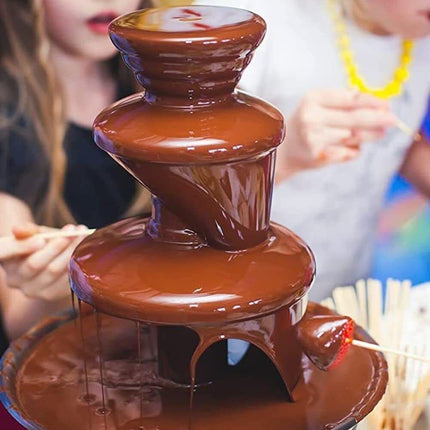 3-Tier Electric Chocolate Fondue Fountain Stainless Steel 0.9L