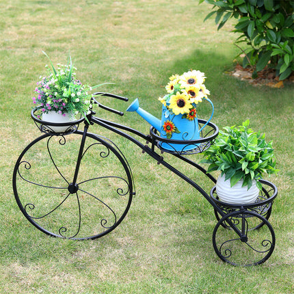 Iron Tricycle Plant Stand Pot Holder Black Solid Pattern