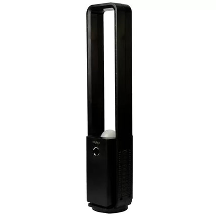 Black Bladeless Fan with Air Purifier, Oscillating, LED Display, Remote Control, 12 Speeds, 3 Modes