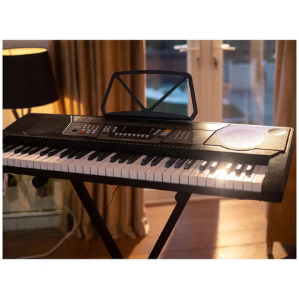 Black Digital Portable Keyboard Pack With Headphones, Stool, 61 Keys, 255 Voices, Adjustable Height Stand