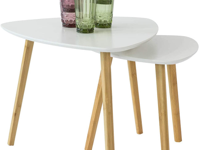 Set of 2 White Side Nesting Tables