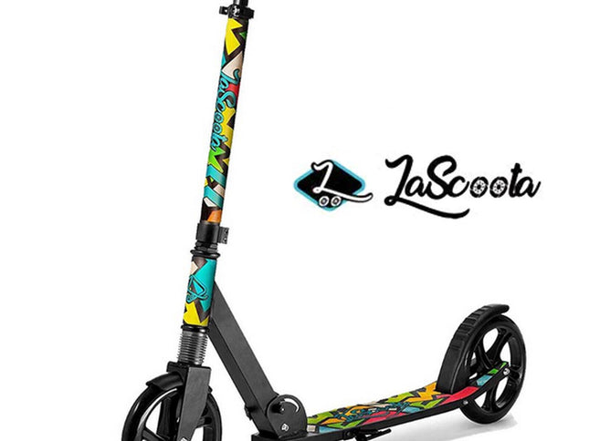Lascoota Pulse Kick Push Commuter Scooter Teen Adult Graphic Black