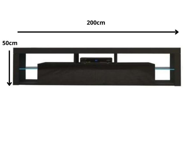 Modern TV Cabinet Living Room Furniture 200cm Black