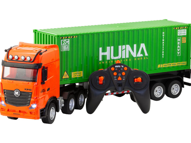 1:18 Scale 9-Channel Alloy Remote Control Container Truck with Lights & Sound for Indoor Play