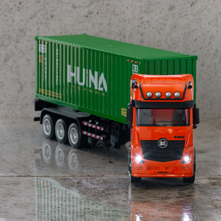 1:18 Scale 9-Channel Alloy Remote Control Container Truck with Lights & Sound for Indoor Play