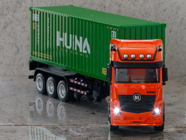 1:18 Scale 9-Channel Alloy Remote Control Container Truck with Lights & Sound for Indoor Play