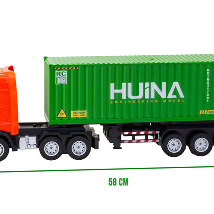 1:18 Scale 9-Channel Alloy Remote Control Container Truck with Lights & Sound for Indoor Play