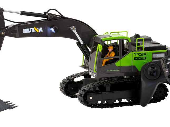 1:18 Scale 13-Channel Alloy Remote Control Excavator Construction Vehicle with Lights, Sound and Steam