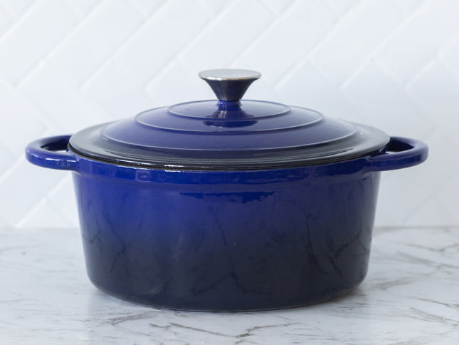 26cm Enamelled Cast Iron French Oven Casserole (4.7L) - Blue