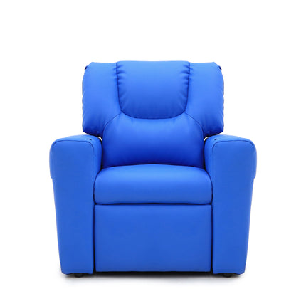 Kids Light Blue Recliner Chair w/ Footrest & Cup Holder