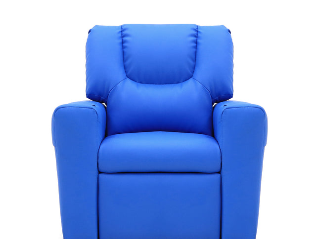 Kids Light Blue Recliner Chair w/ Footrest & Cup Holder