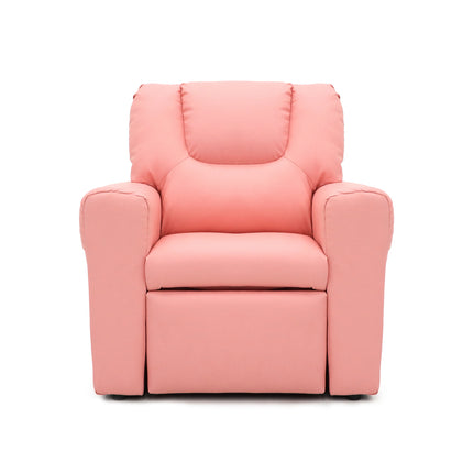 Kids Pink Recliner Chair w/ Footrest & Cup Holder