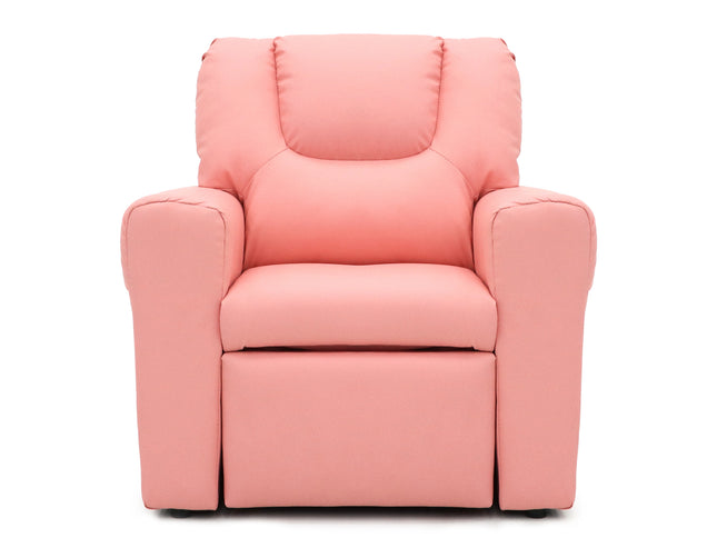 Kids Pink Recliner Chair w/ Footrest & Cup Holder