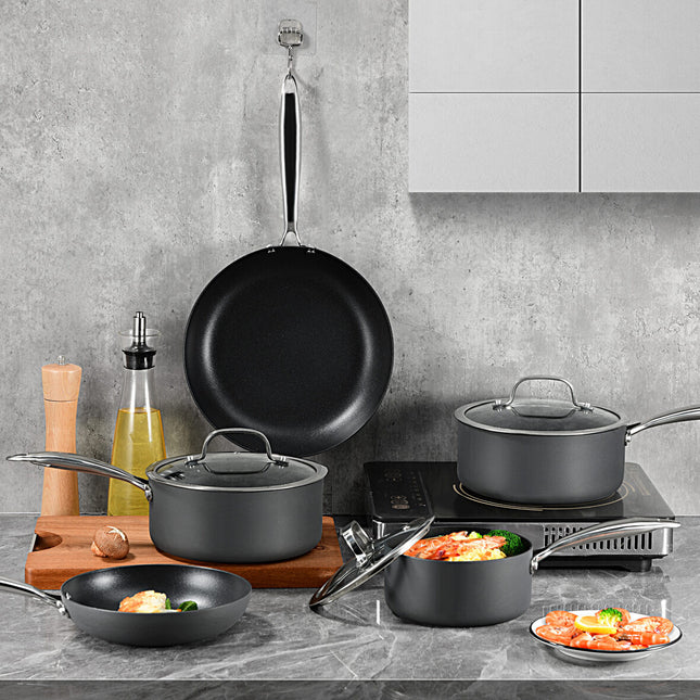 8-Piece Cookware Set with Non-stick Coating and Glass Lids