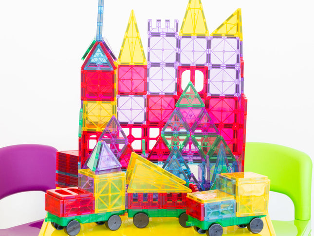 200 Pcs non-toxic STEM Educational, Durable Magnetic Tiles/Puzzle with Storage Bag