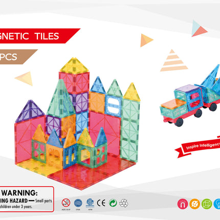 200 Pcs non-toxic STEM Educational, Durable Magnetic Tiles/Puzzle with Storage Bag