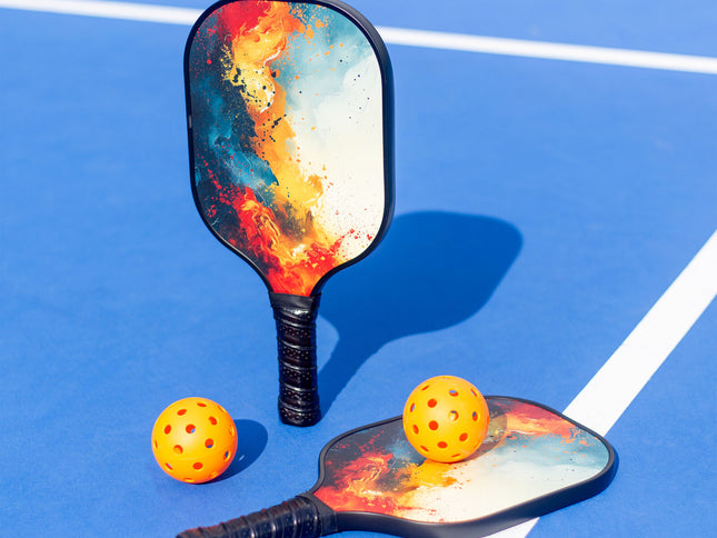 Pickleball Set with 6 Aerodynamic Balls and 2 Fiberglass Paddles