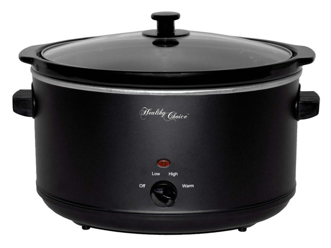 8L Slow Cooker (Black) Large Capacity Ceramic Pot, 300W