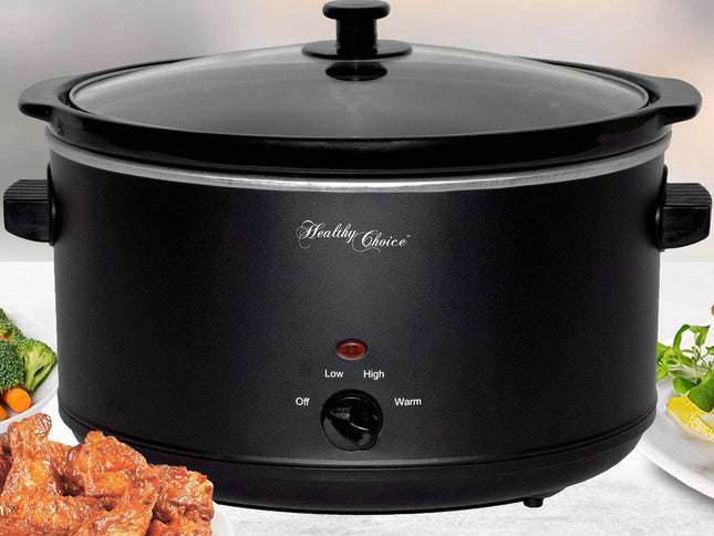 8L Slow Cooker (Black) Large Capacity Ceramic Pot, 300W