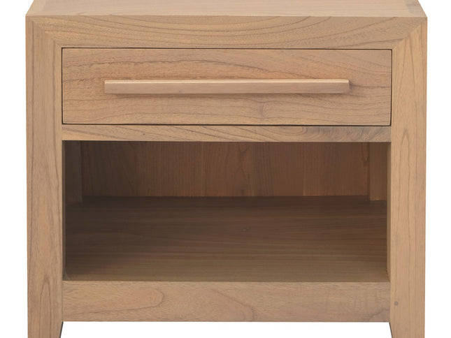 Dion 1-Drawer Solid Mindi Bedside Table (Natural)